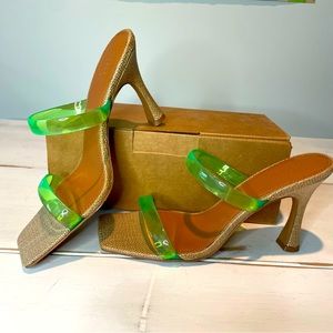 ASOS DESIGN Hettie Mid Heeled Mules Green